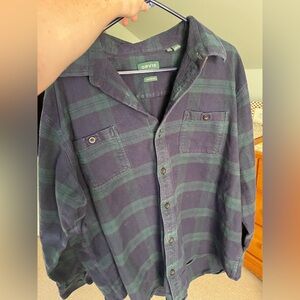 Orvis Green and Blue Plaid Shirt — 100% cotton, vintage, XXL